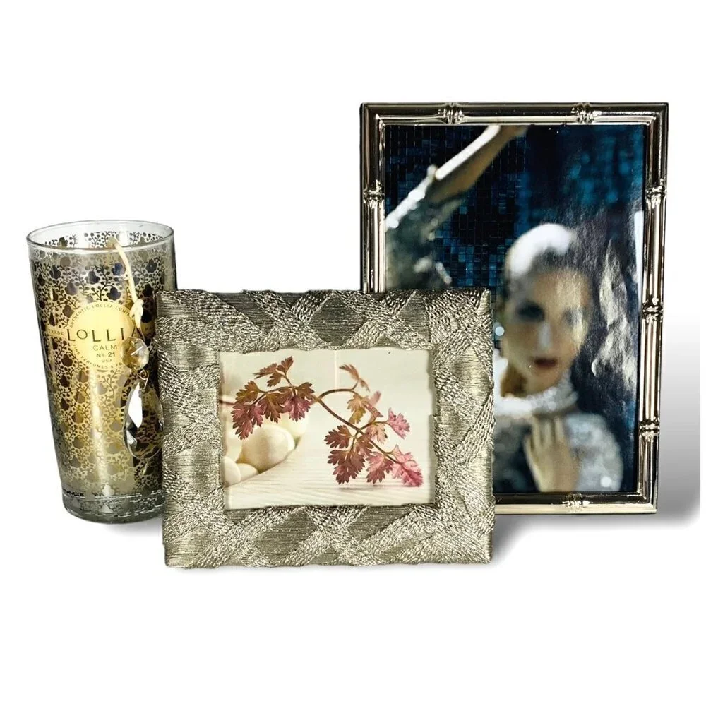 TWO BEAUTIFUL SILVER PHOTO PICTURE FRAMES BUNDLE Like New!